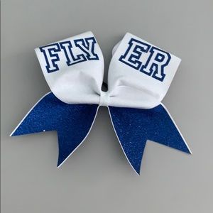 blue and white flyer bow